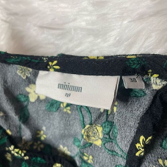 Minimum Dress Black Green Floral Size 38 Long Sleeve Lightweight Viscose - Picture 3 of 9